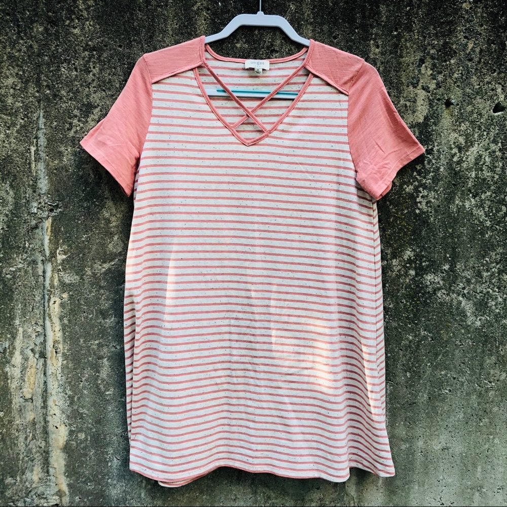 Umgee Pink Striped Dress - Picture 1 of 9